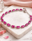 Women’s Natural Ruby Bracelet – 0.8ct Pre-Stone Gem, 18K Gold-Plated Hand-Inlaid 925 Silver Jewelry
