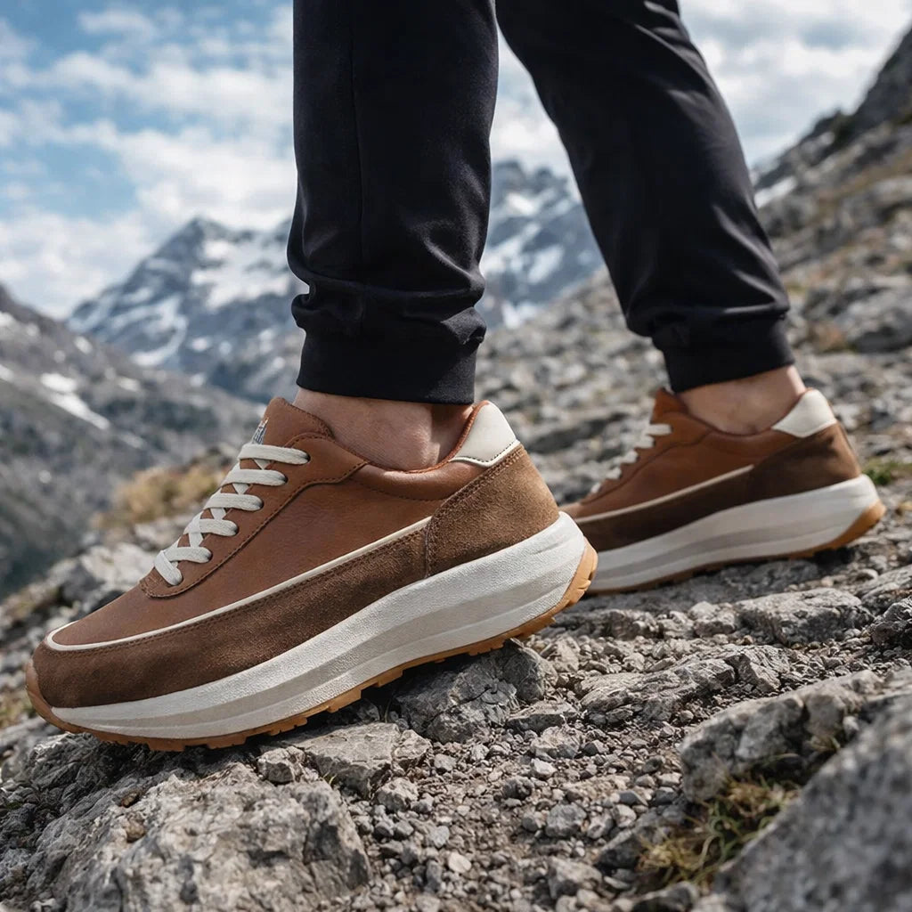 Men’s Genuine Leather RUNNING Shoes – Breathable Low-Top Cowhide Sneakers