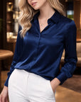 Women’s Luxury REAL  Mulberry Silk Square-Collar Blouse – Slim Fit, Breathable, Elegant Office Essential