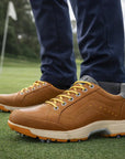 Men’s Fashion Golf Shoes – Anti-Slip Breathable Synthetic Leather Low-Top Golf Sneakers for Natural & Artificial Grass