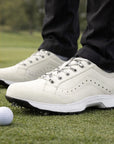 Men’s Fashion Golf Shoes – Anti-Slip Breathable Synthetic Leather Low-Top Golf Sneakers for Natural & Artificial Grass