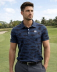 Men Golf Print Short-Sleeved Polo Shirt – Breathable Cotton Spandex Floral Performance Golf Top
