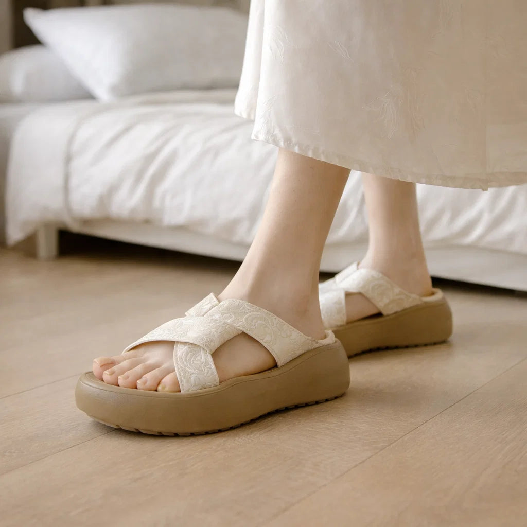 Women Thick Sole Sandals – Soft Cushion One-Line Beach &amp; Commuter Platform Slippers