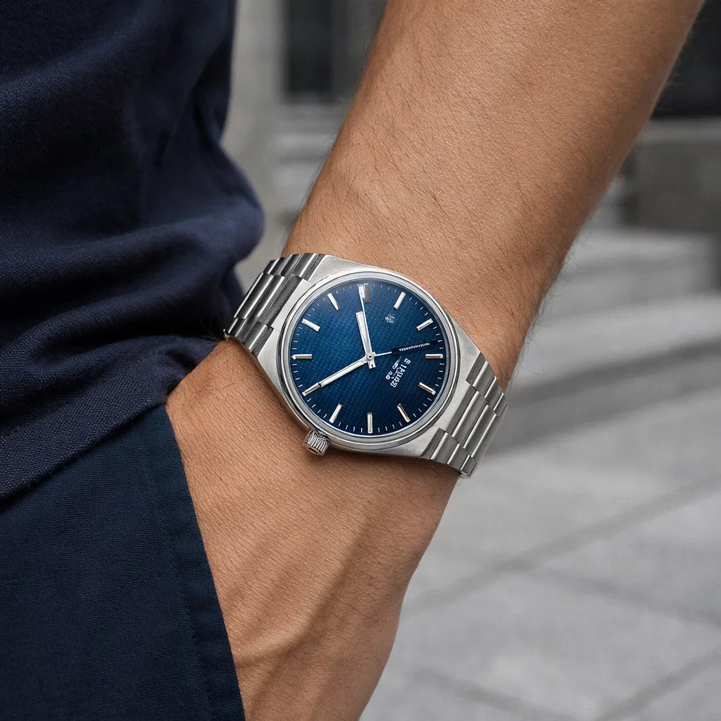 Men Automatic Mechanical Wristwatch – 40mm Stainless Steel Luminous Dial with Transparent Case Back