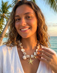 Women’s Vacation-Style Irregular Shell & Conch Necklace – 18K Stainless Steel Starfish Clavicle Chain